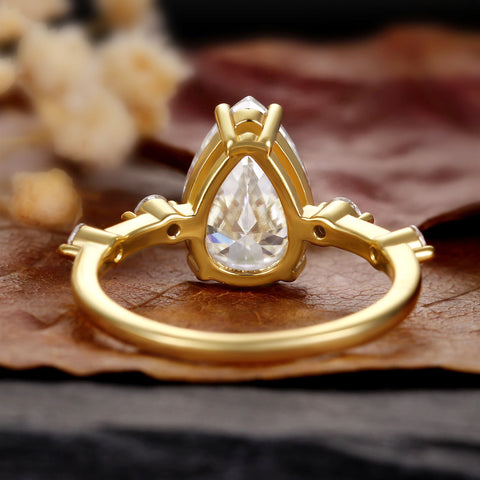 CARLA Unique Distance Band Ring Pear Shaped Engagement Ring