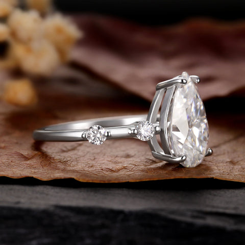 CARLA Unique Distance Band Ring Pear Shaped Engagement Ring