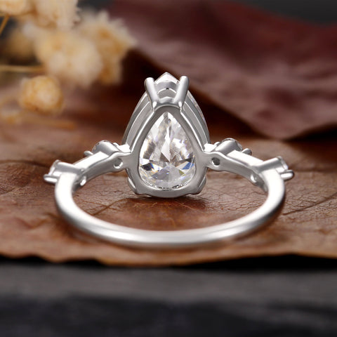 CARLA Unique Distance Band Ring Pear Shaped Engagement Ring