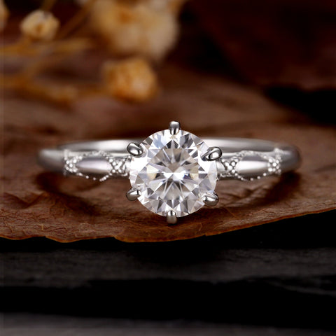 CLARA Round Cut Engagement Ring Six-Prong Classic Solitaire Ring