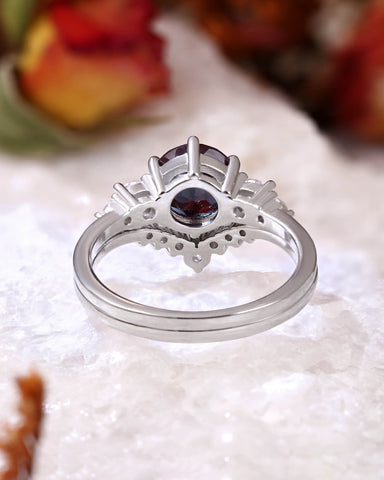 ELIXARA Round Shaped Alexandrite Engagement Ring Set