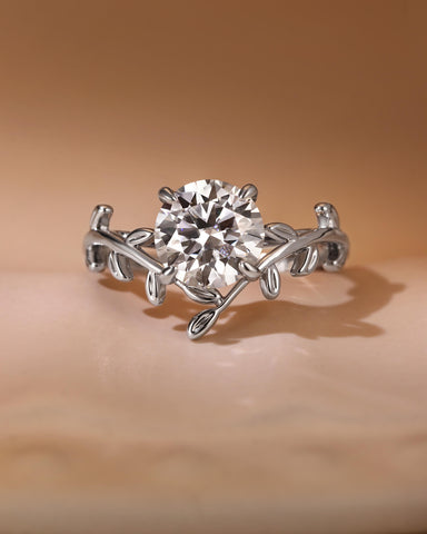 HALI Nature Vibe Round Moissanite Leaf Engagement Ring