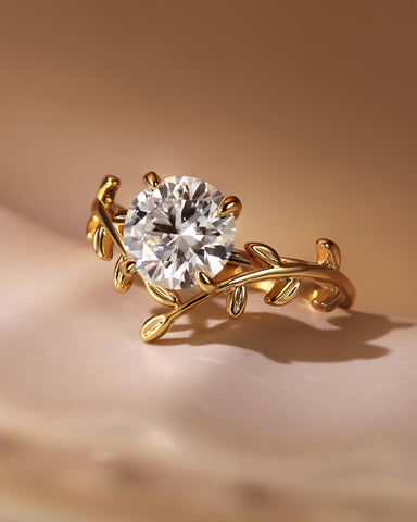 HALI Nature Vibe Round Moissanite Leaf Engagement Ring