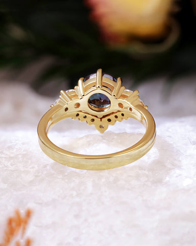 ELIXARA Round Shaped Alexandrite Engagement Ring Set