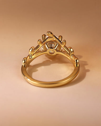 HALI Nature Vibe Round Moissanite Leaf Engagement Ring