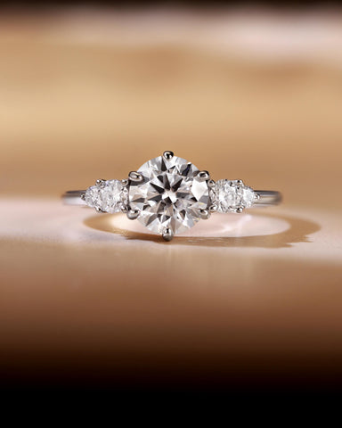 CONNIE Round Cut Moissanite Dainty Engagement Rings