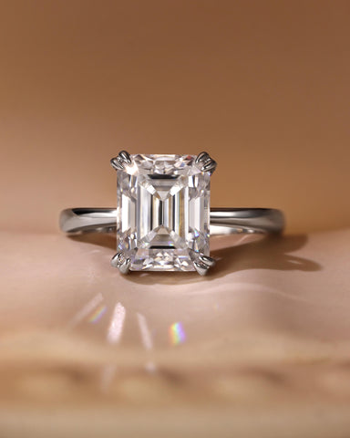 RETTA Double Claws Emerald Cut Engagement Ring
