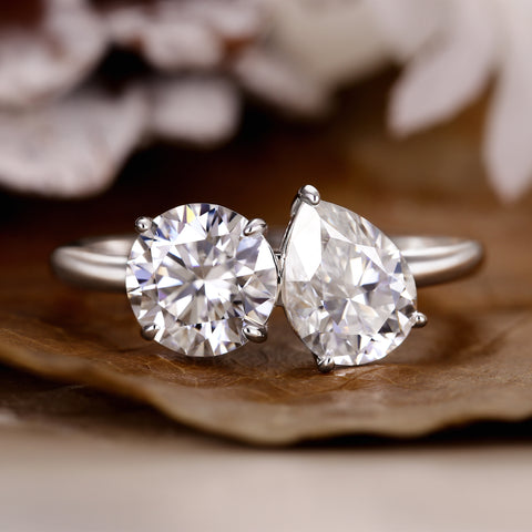 ELARA Pear & Round Cut Toi Et Moi Engagement Ring