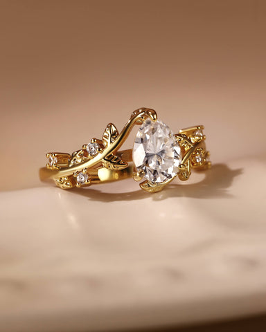 IVARA Bypass Leaf Vine Pear Cut Engagement Ring