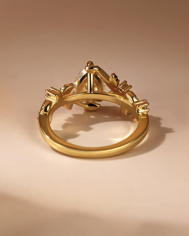 IVARA Bypass Leaf Vine Pear Cut Engagement Ring
