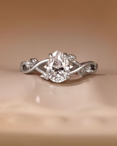 HANA Twist Leaf Vine Pear Cut Engagement Ring