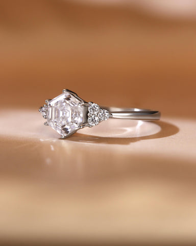 HANNAH Hexagon Cut Moissanite Cluster Dainty Engagement Ring