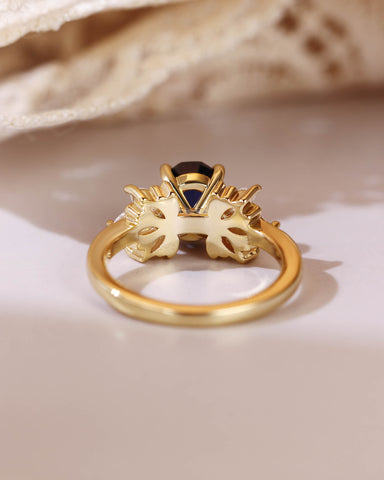 BEATRICE Fantasy Cut Oval Shaped Sapphire Cluster Engagement Ring