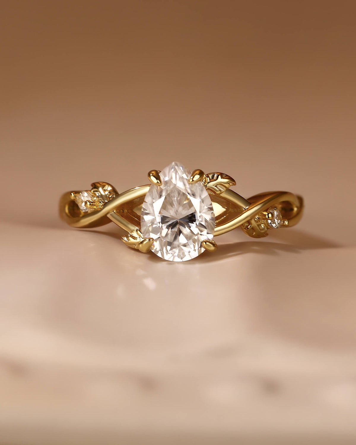 HANA Twist Leaf Vine Pear Cut Engagement Ring