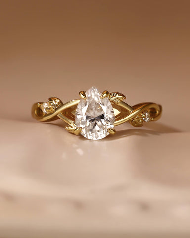 HANA Twist Leaf Vine Pear Cut Engagement Ring