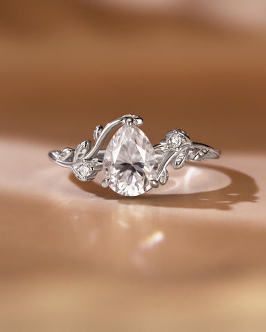 DAISY Pear Cut Moissanite Twig Engagement Ring