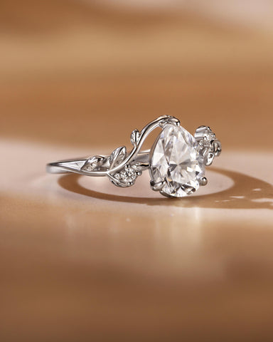 DAISY Pear Cut Moissanite Twig Engagement Ring