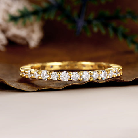 RIONA Minimalist Pave Stacking Ring Full Eternity Wedding Band