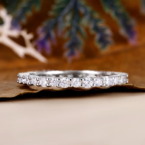 RIONA Minimalist Pave Stacking Ring Full Eternity Wedding Band