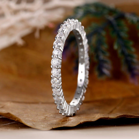 RIONA Minimalist Pave Stacking Ring Full Eternity Wedding Band