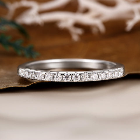 SABINA Minimalist Wedding Band Half Eternity Stacking Ring