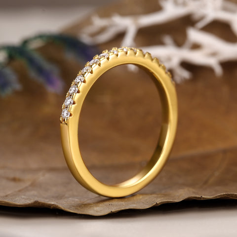 SABINA Minimalist Wedding Band Half Eternity Stacking Ring