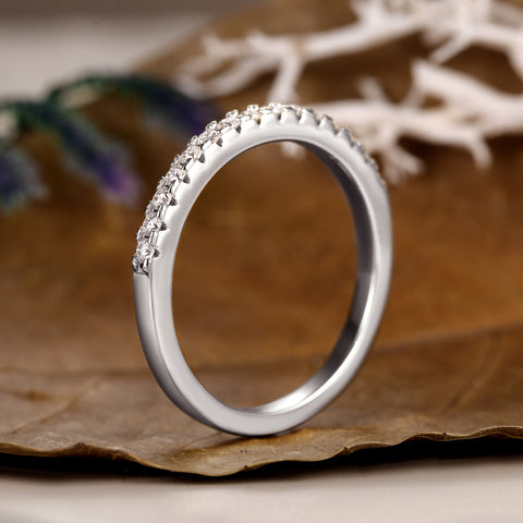SABINA Minimalist Wedding Band Half Eternity Stacking Ring