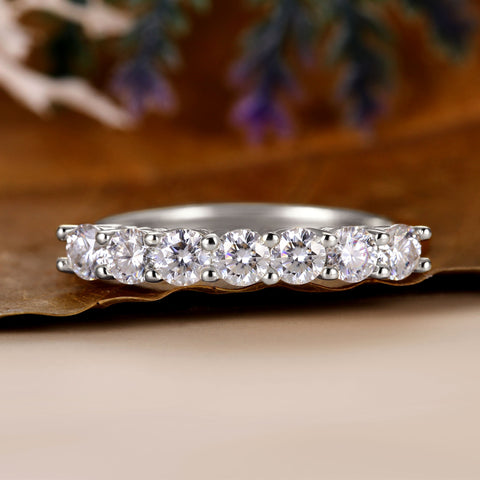 CIRILYA Half eternity ring roundcut 7 stone wedding band