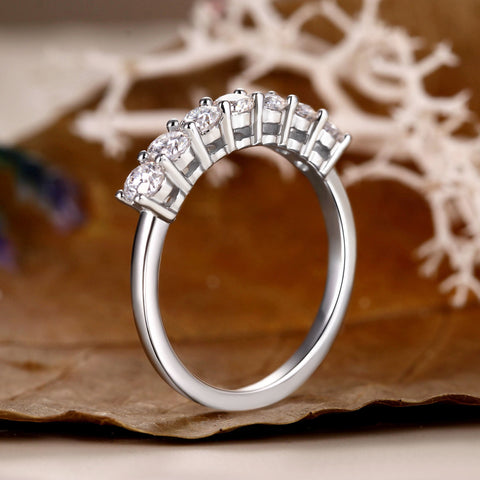 CIRILYA Half eternity ring roundcut 7 stone wedding band