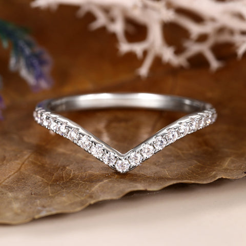 CAMARA Minimalist Wedding Ring Chevron Stacking Band Ring