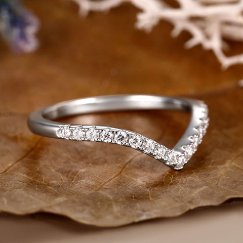 CAMARA Minimalist Wedding Ring Chevron Stacking Band Ring