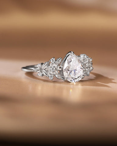 FLEUR Pear Cut Moissanite Vintage Blossom Engagement Ring