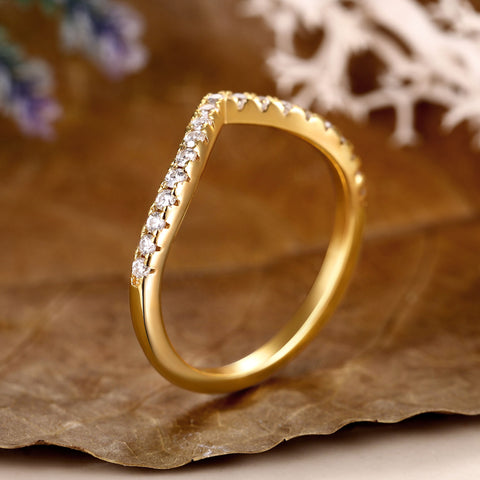 CAMARA Minimalist Wedding Ring Chevron Stacking Band Ring