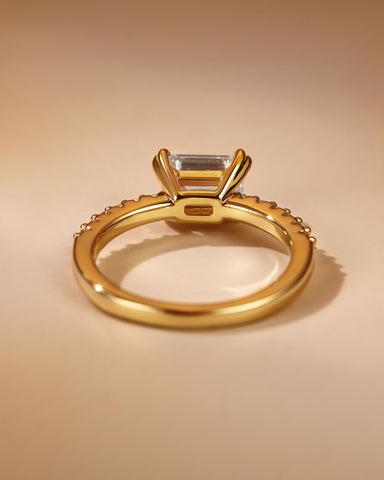 LELA Pavé Band East-West Emerald Cut Engagement Ring