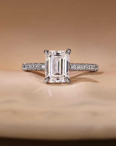 IDALIA Classic Pavé Band Emerald Cut Engagement Ring
