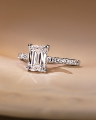 IDALIA Classic Pavé Band Emerald Cut Engagement Ring