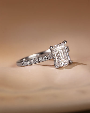 IDALIA Classic Pavé Band Emerald Cut Engagement Ring