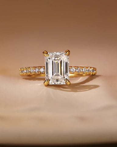 IDALIA Classic Pavé Band Emerald Cut Engagement Ring