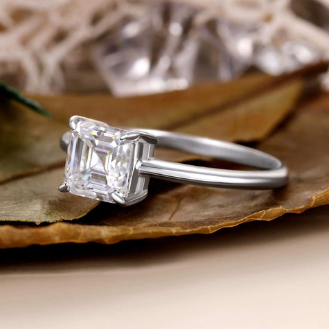 AGATHA Asscher Cut Moissanite Solitaire Engagement Ring
