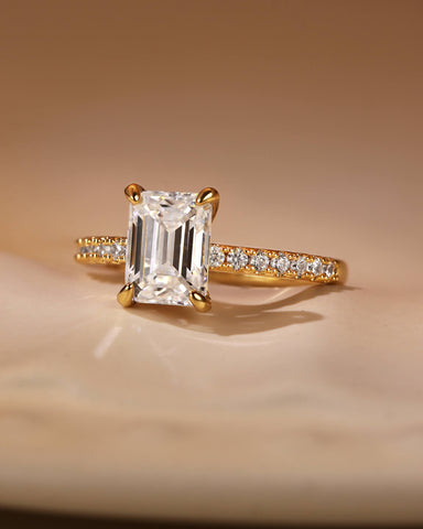 IDALIA Classic Pavé Band Emerald Cut Engagement Ring