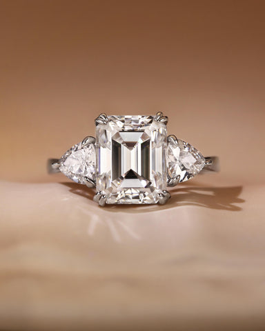 ARIELLE Three-Stone Emerald Cut Engagement Ring