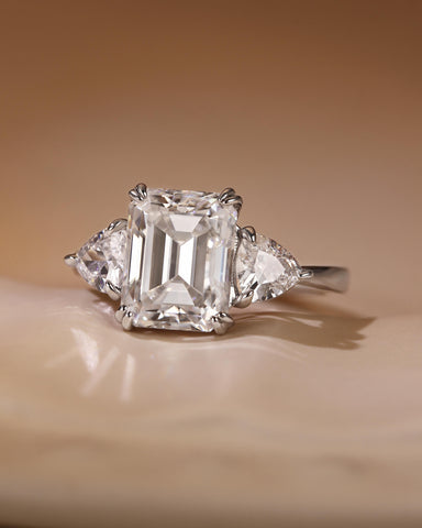 ARIELLE Three-Stone Emerald Cut Engagement Ring
