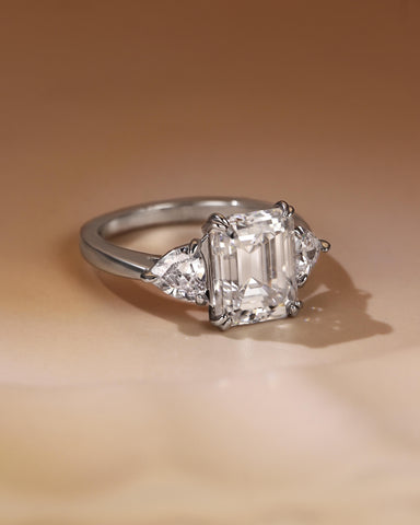 ARIELLE Three-Stone Emerald Cut Engagement Ring