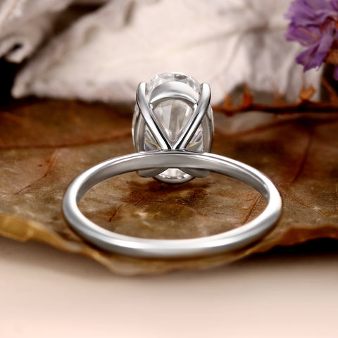 LIORA 4CT Oval 4-Prong Engagement Ring Classic Solitaire Ring