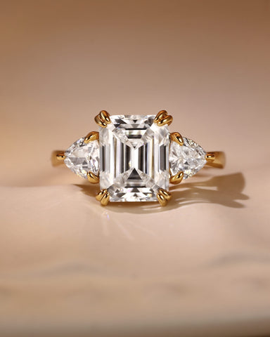 ARIELLE Three-Stone Emerald Cut Engagement Ring
