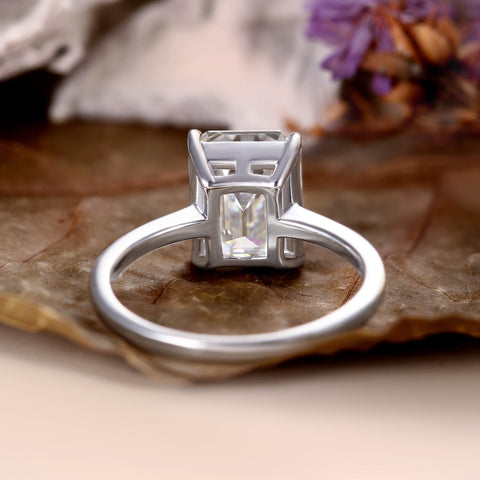 CALLISTA Minimalist Emerald Cut Moissanite Promise Ring Solitaire Engagement Ring