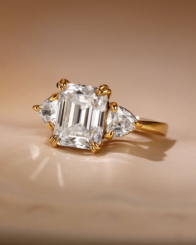 ARIELLE Three-Stone Emerald Cut Engagement Ring