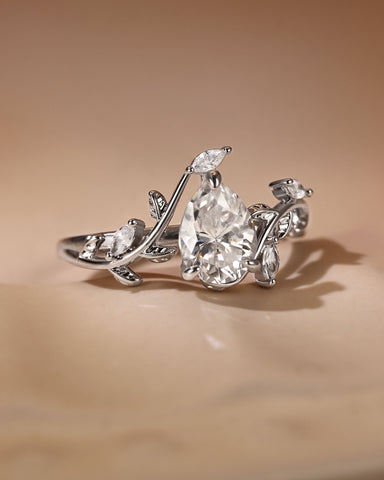 MALI Leaf Vine Pear Cut Engagement Ring