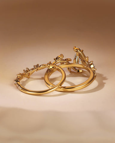 AVENNA Twist Leaf Vine Pear Moissanite Engagement Ring Set