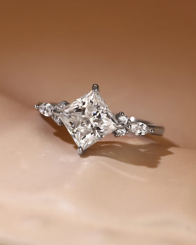 CLEO Three Stone Side Princess Cut Engagement Ring